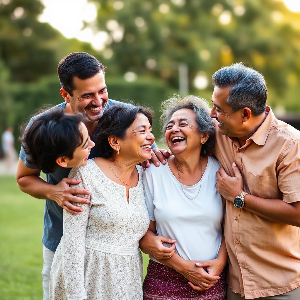 A multigenerational family laughing together