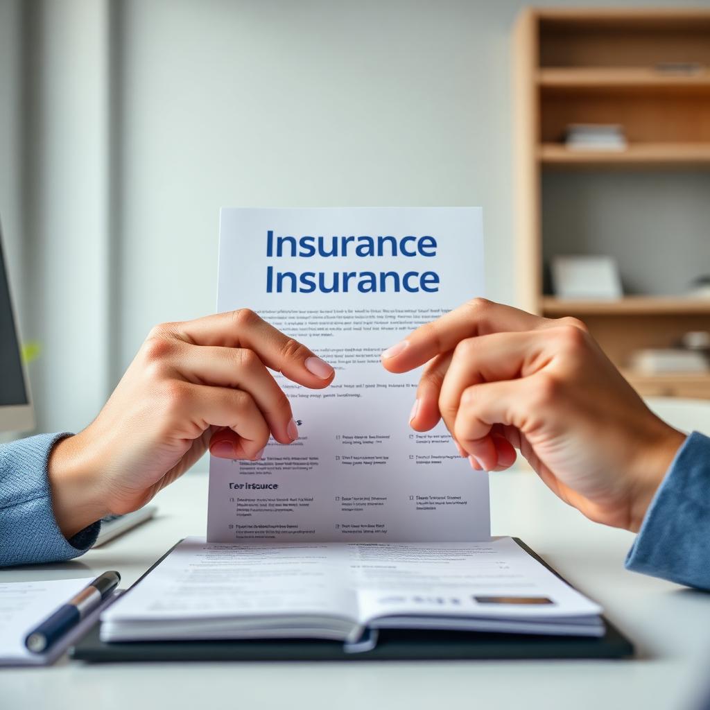 Hands pointing to an insurance brochure